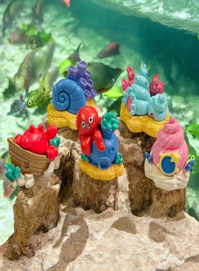 Krisah Underwater Miniature Houses Set, 5 Piece Resin Aquarium Decorations, Hand-Painted Coral Ornaments, 4-5 cm - Image 2